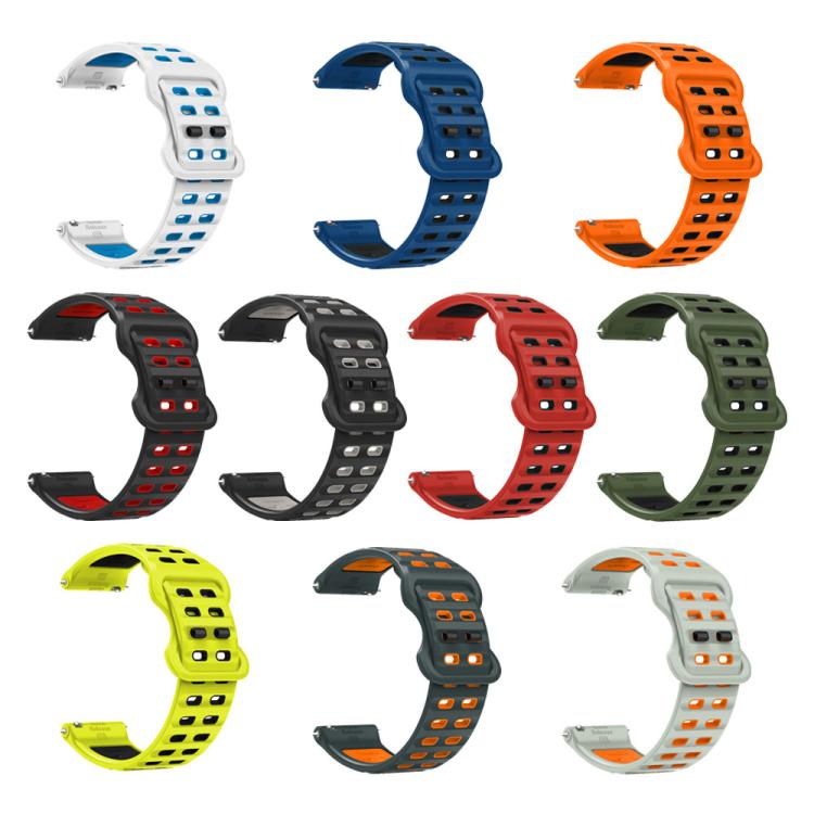 22mm Double-row Hole Studded Buckle Silicone Watch Band(Black Grey) - free shipping - PMc TechLife - Order now!