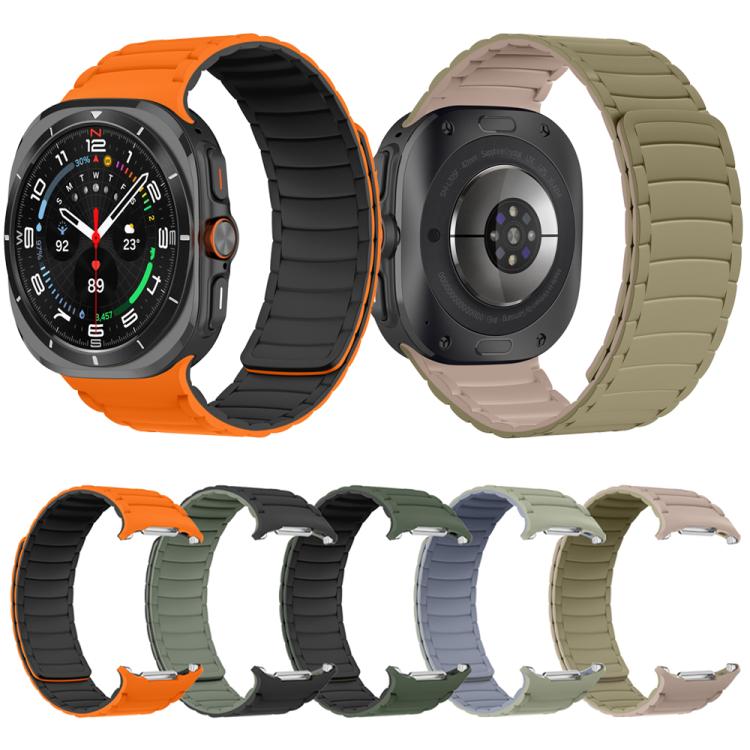 For Samsung Galaxy Watch Ultra 47mm Silicone Sport Magnetic Watch Band(Orange+Black) - Watch Bands by PMc TechLife | Online Shopping South Africa | PMc TechLife | Buy Now Pay Later Mobicred