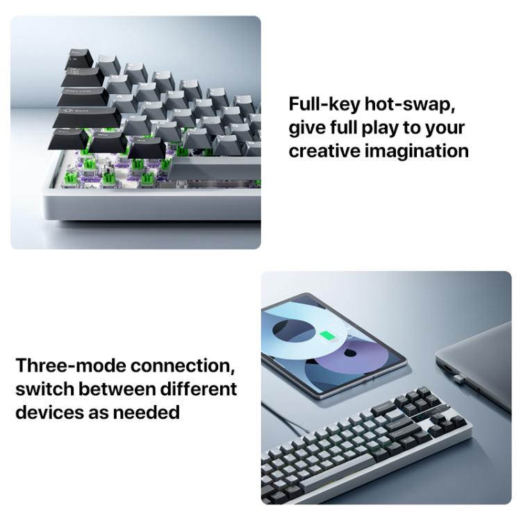 Xiaomi Mechanical Keyboard MK71 Pro Wired / 2.4G / Bluetooth Triple Mode Gaming Keyboard(Moon Rock) - free shipping - PMc TechLife - Order now!