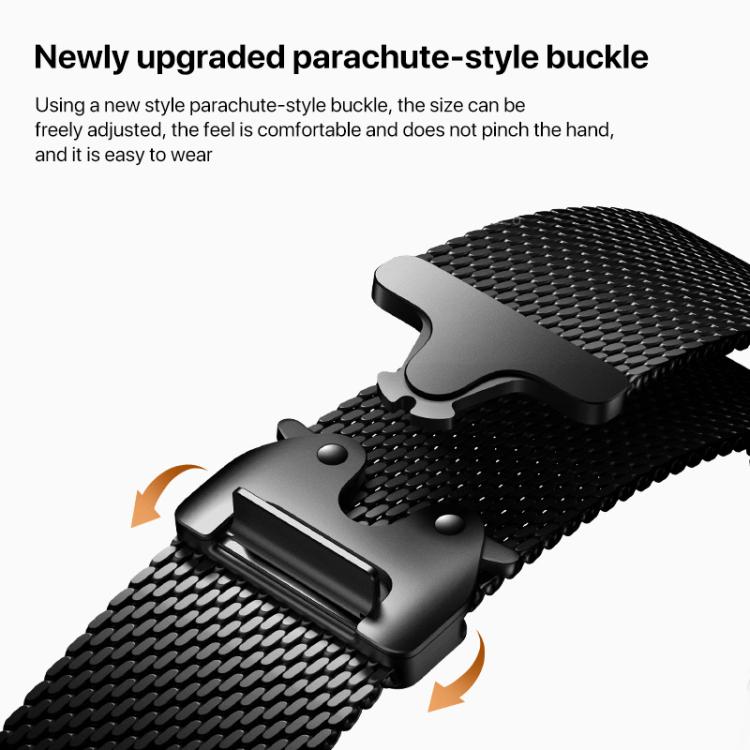 22mm Parachute Buckle Milanese Metal Steel Mesh Watch Band(Silver) - free shipping - PMC TechLife - Order now!