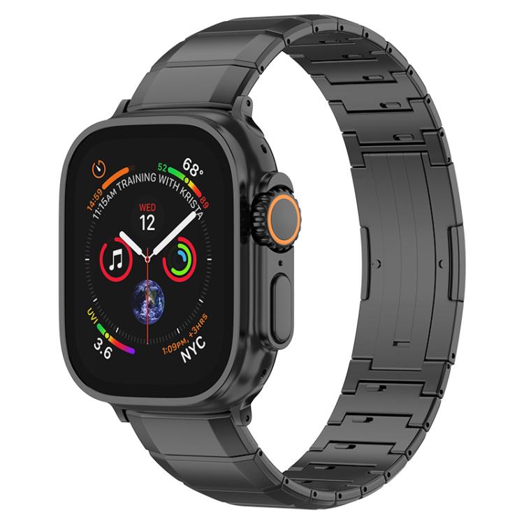 For Apple Watch 46mm / 49mm / 45mm / 44mm One-Bead Pure Titanium Buckle Watch Band(Black) - Watch Bands by PMc TechLife | Online Shopping South Africa | PMc TechLife | Buy Now Pay Later Mobicred