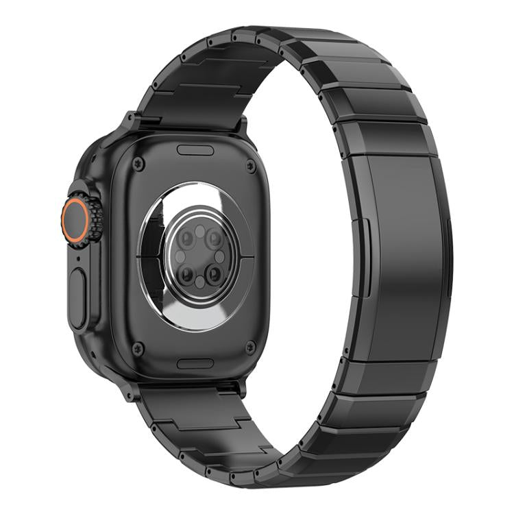 For Apple Watch 46mm / 49mm / 45mm / 44mm One-Bead Pure Titanium Buckle Watch Band(Black) - Watch Bands by PMc TechLife | Online Shopping South Africa | PMc TechLife | Buy Now Pay Later Mobicred