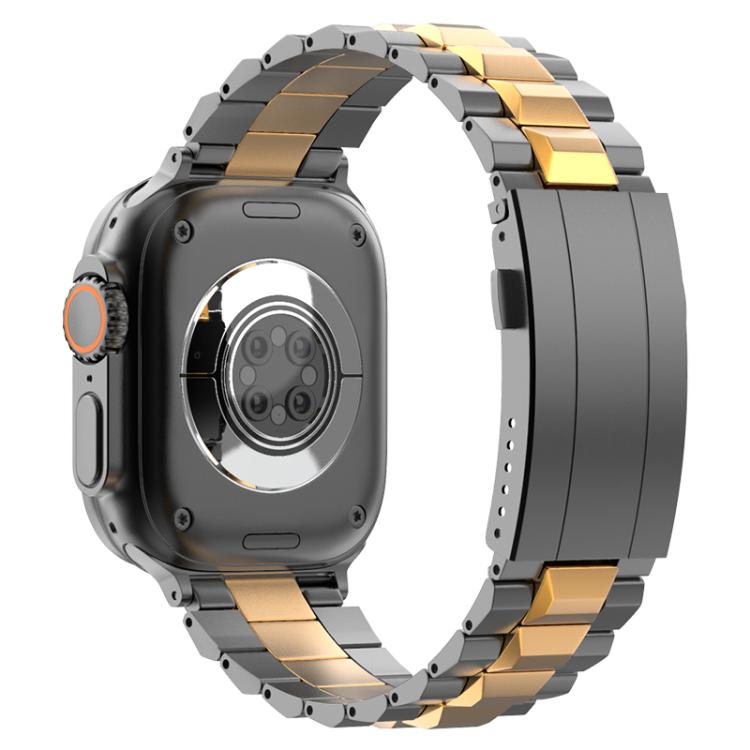 For Apple Watch 46mm / 49mm / 45mm / 44mm T-shaped Turtle Buckle Detachable Titanium Watch Band(Grey Gold) - free shipping - PMc TechLife - Order now!