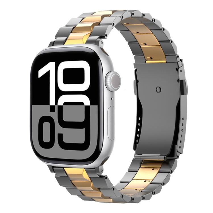 For Apple Watch 42mm / 41mm / 40mm / 38mm T-shaped Turtle Buckle Detachable Titanium Watch Band(Grey Gold) - free shipping - PMc TechLife - Order now!