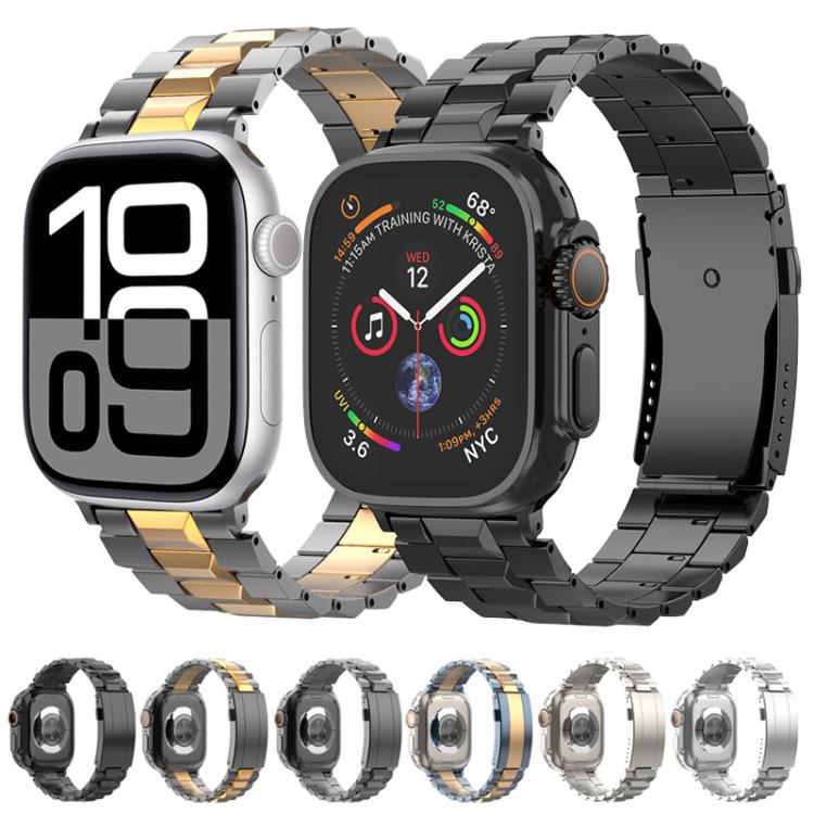 For Apple Watch 42mm / 41mm / 40mm / 38mm T-shaped Turtle Buckle Detachable Titanium Watch Band(Grey Gold) - free shipping - PMc TechLife - Order now!