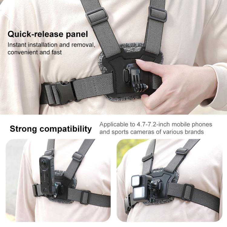 10 in 1 360 Phone Clamp Quick Release Body Mount Belt Chest Strap with Mount & Screw(Grey) - free shipping - PMC TechLife - Order now!