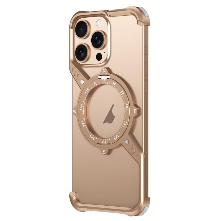 For iPhone 16 Pro Max S Shaped 360 Holder Airbag Frameless MagSafe Metal Phone Case(Desert Gold) - free shipping - PMC TechLife - Order now!