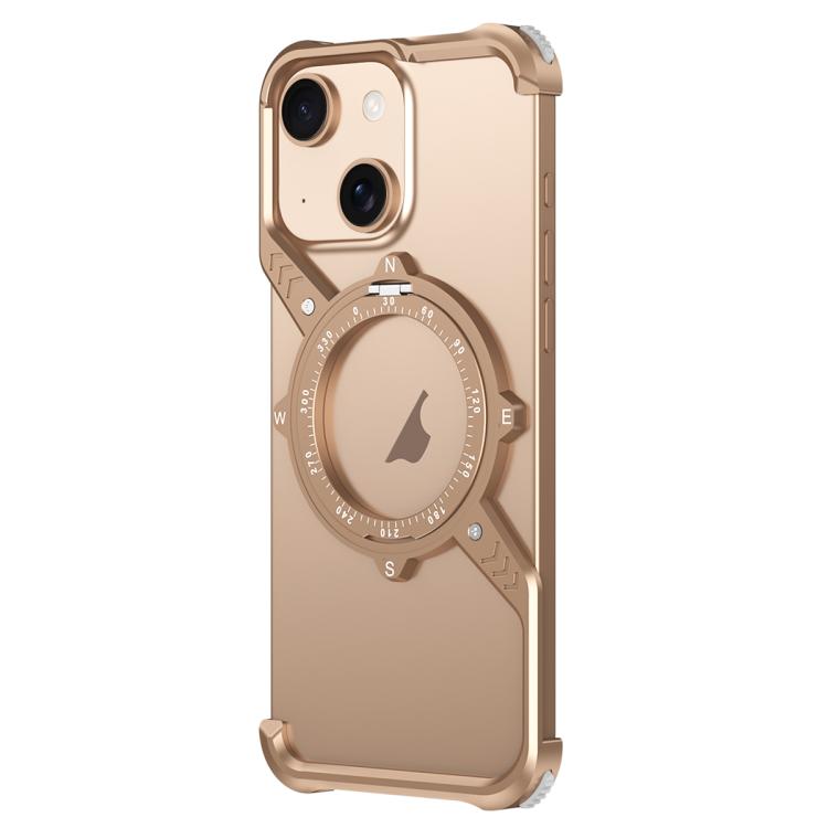 For iPhone 15 S Shaped 360 Holder Airbag Frameless MagSafe Metal Phone Case(Desert Gold) - free shipping - PMC TechLife - Order now!