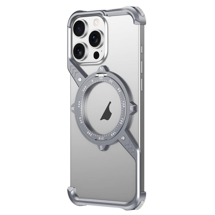 For iPhone 14 Pro S Shaped 360 Holder Airbag Frameless MagSafe Metal Phone Case(Space Gray) - free shipping - PMC TechLife - Order now!