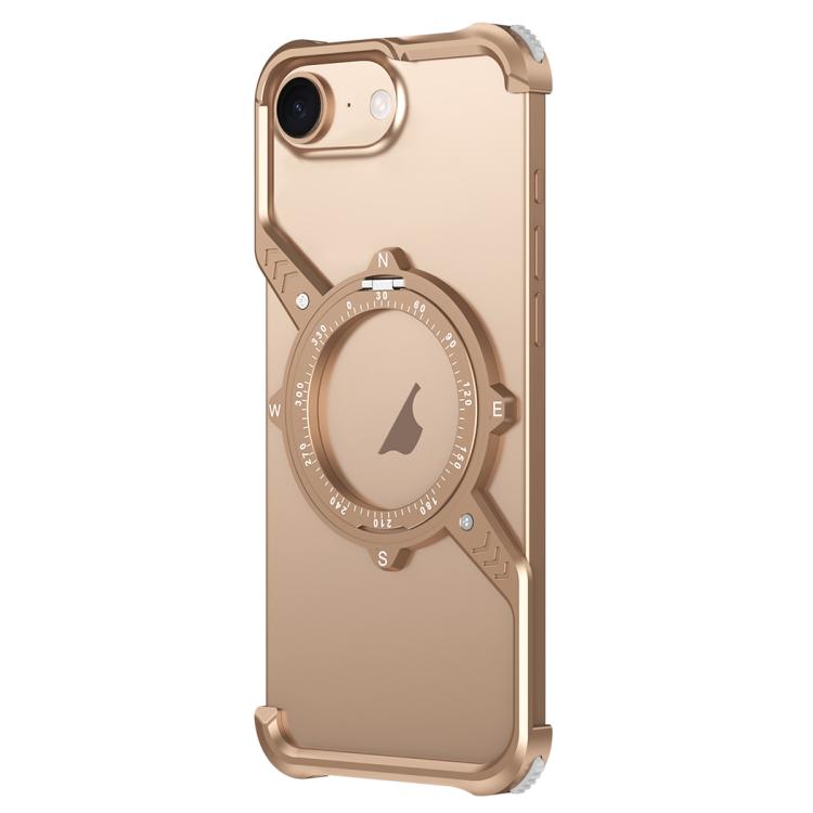 For iPhone 16e S Shaped 360 Holder Airbag Frameless MagSafe Metal Phone Case(Desert Gold) - free shipping - PMC TechLife - Order now!