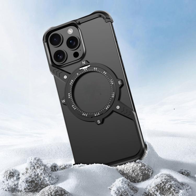 For iPhone 14 Pro S Shaped 360 Holder Airbag Frameless MagSafe Metal Phone Case(Space Gray) - free shipping - PMC TechLife - Order now!