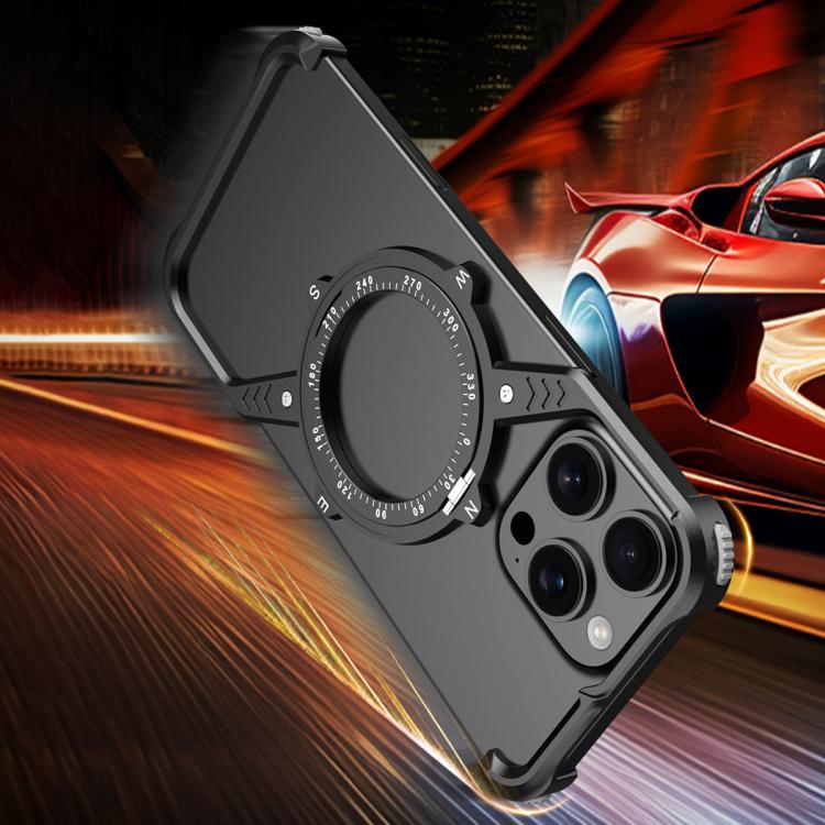 For iPhone 15 Pro Max S Shaped 360 Holder Airbag Frameless MagSafe Metal Phone Case(Space Gray) - free shipping - PMC TechLife - Order now!