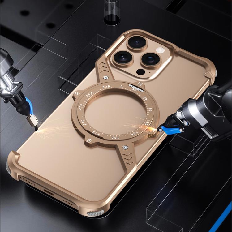 For iPhone 14 Pro S Shaped 360 Holder Airbag Frameless MagSafe Metal Phone Case(Space Gray) - free shipping - PMC TechLife - Order now!