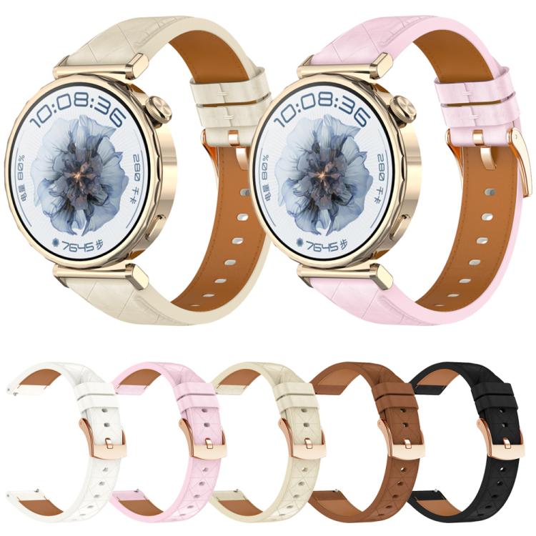 18mm Square Leather Rose Gold Buckle Watch Band(Black) - free shipping - PMc TechLife - Order now!