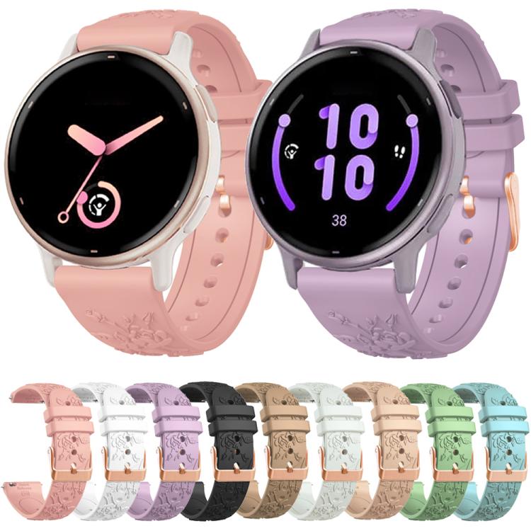 20mm Embossed Rose Gold Buckle Silicone Watch Band(Khaki) - free shipping - PMc TechLife - Order now!
