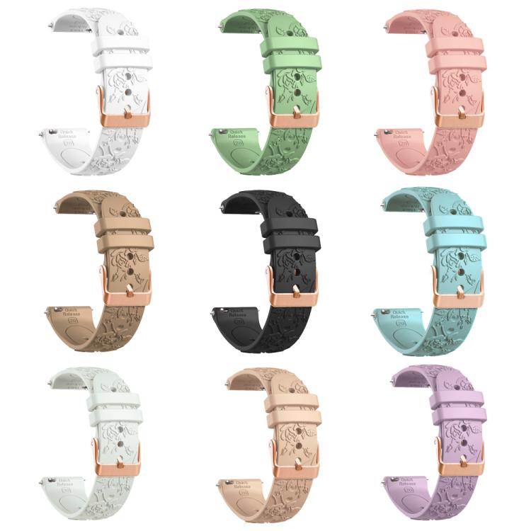 20mm Embossed Rose Gold Buckle Silicone Watch Band(Apricot) - free shipping - PMc TechLife - Order now!