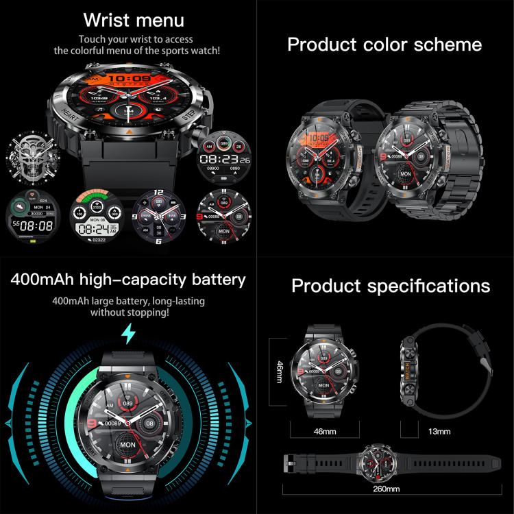 AK61 BT Call Smart Watch, Support Blood Pressure / Heart Rate / Sports Health Monitoring Fitness Tracker(Black Silicone) - free shipping - PMC TechLife - Order now!