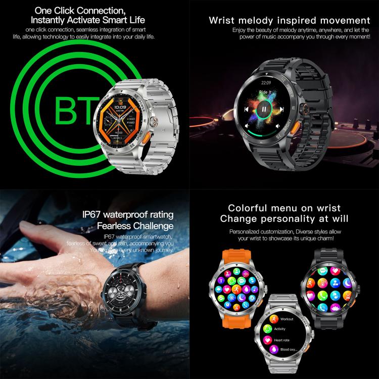 AK77 BT Call Smart Watch, Support Blood Oxygen / Blood Pressure / Heart Rate / Sports Health Monitoring Fitness Tracker(Black Silicone) - free shipping - PMC TechLife - Order now!