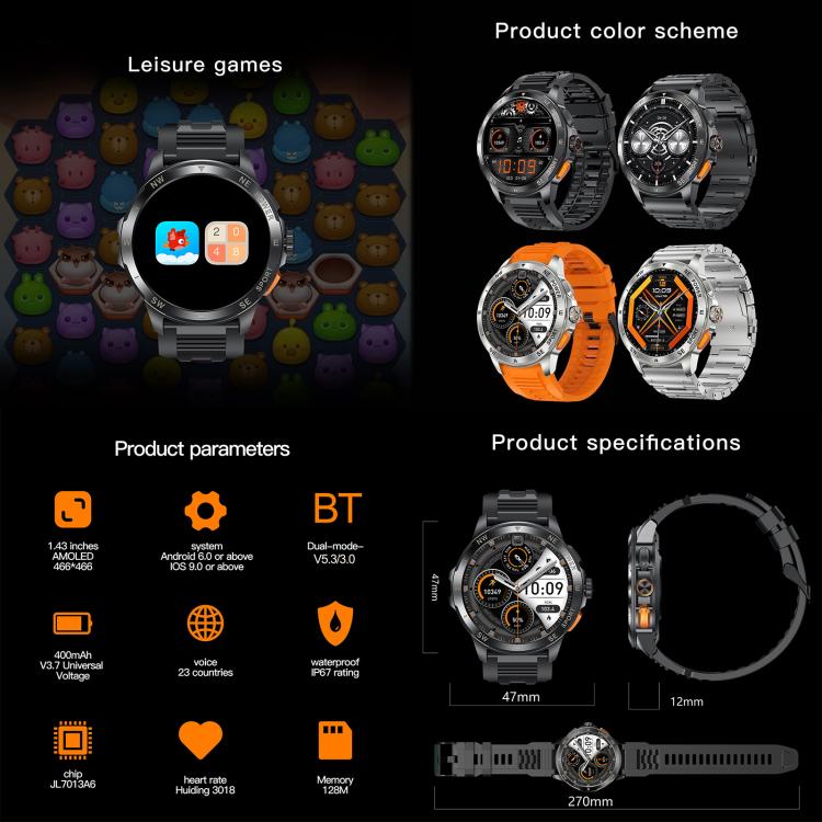 AK77 BT Call Smart Watch, Support Blood Oxygen / Blood Pressure / Heart Rate / Sports Health Monitoring Fitness Tracker(Black Silicone) - free shipping - PMC TechLife - Order now!