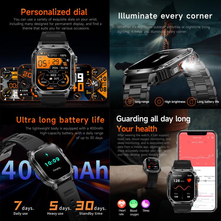 AK80 BT Call Smart Watch, Support Blood Oxygen / Blood Pressure / Heart Rate / Sports Health Monitoring Fitness Tracker(Black Silicone) - free shipping - PMC TechLife - Order now!
