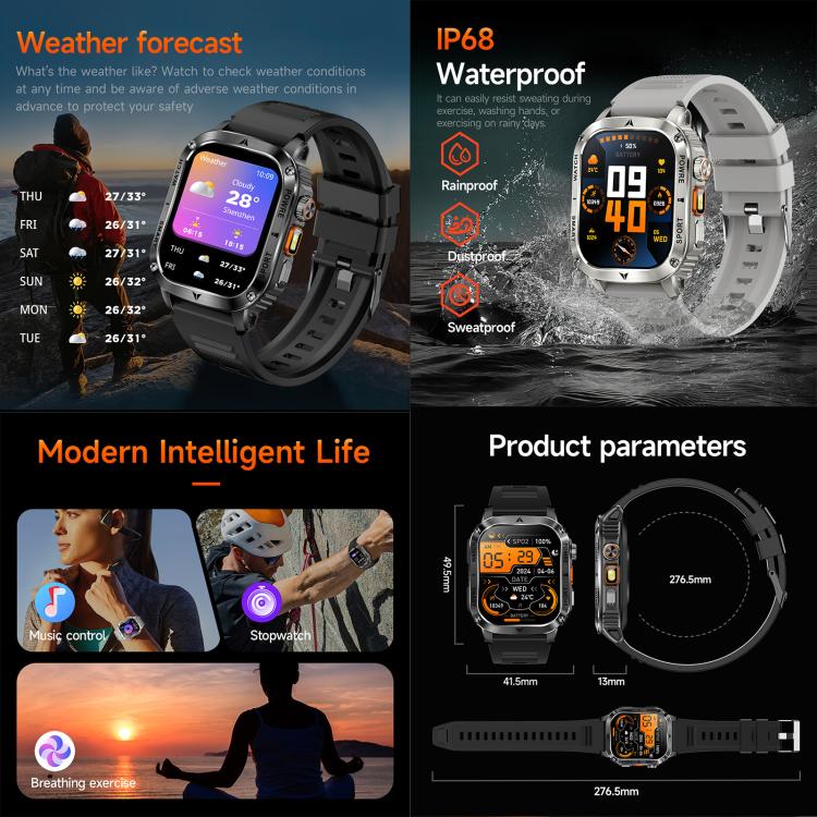 AK80 BT Call Smart Watch, Support Blood Oxygen / Blood Pressure / Heart Rate / Sports Health Monitoring Fitness Tracker(Black Silicone) - free shipping - PMC TechLife - Order now!