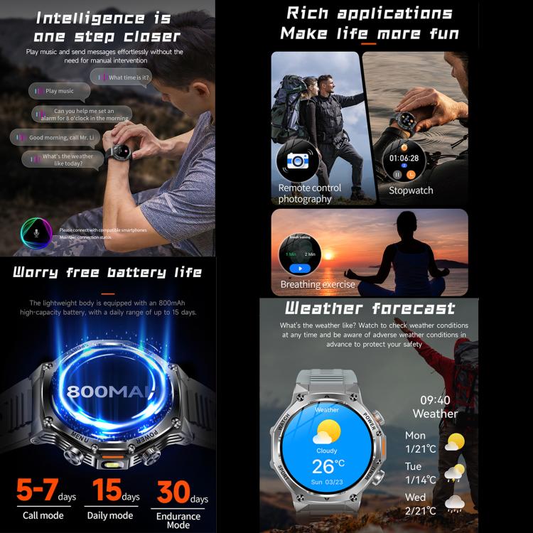 AK82 BT Call Smart Watch, Support Blood Oxygen / Blood Pressure / Heart Rate / Sports Health Monitoring Fitness Tracker(Silver Steel) - free shipping - PMC TechLife - Order now!