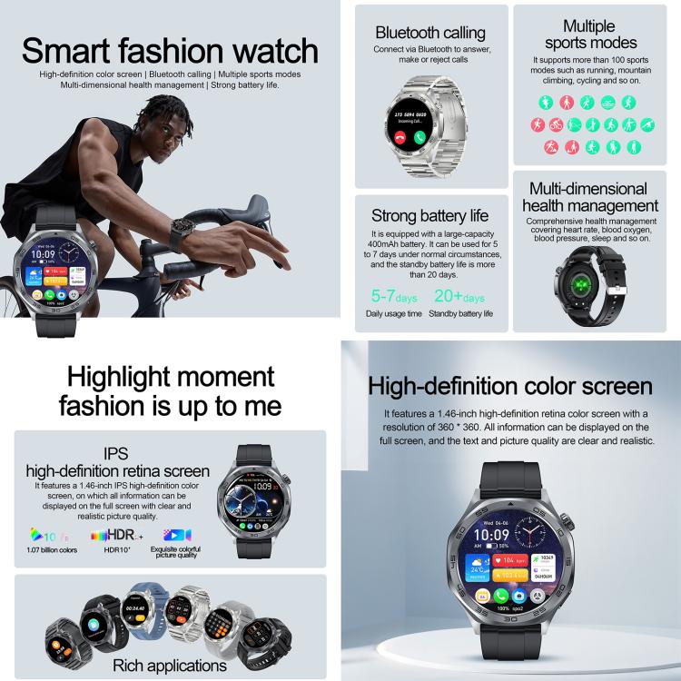 AK83 BT Call Smart Watch, Support Blood Pressure / Heart Rate / Sports Health Monitoring Fitness Tracker(Steel Blue Braid Silicone) - free shipping - PMC TechLife - Order now!