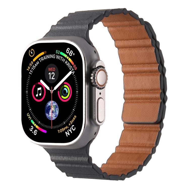 For Apple Watch 46mm / 49mm / 45mm / 44mm Magnetic PU Leather Watch Band(Grey) - Watch Bands by PMC TechLife | Online Shopping South Africa | PMC TechLife | Buy Now Pay Later Mobicred
