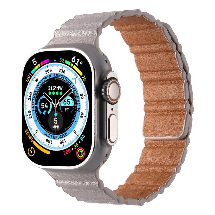 For Apple Watch 46mm / 49mm / 45mm / 44mm Magnetic PU Leather Watch Band(Starlight) - Watch Bands by PMC TechLife | Online Shopping South Africa | PMC TechLife | Buy Now Pay Later Mobicred