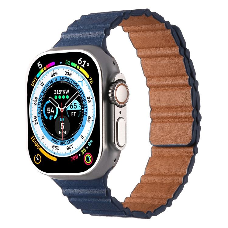 For Apple Watch 46mm / 49mm / 45mm / 44mm Magnetic PU Leather Watch Band(Midnight Blue) - Watch Bands by PMC TechLife | Online Shopping South Africa | PMC TechLife | Buy Now Pay Later Mobicred