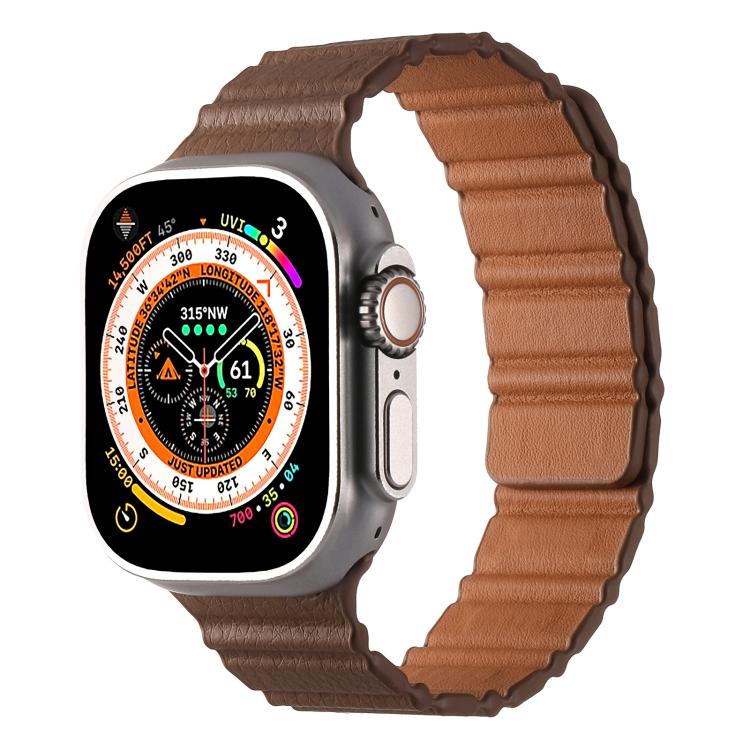 For Apple Watch 46mm / 49mm / 45mm / 44mm Magnetic PU Leather Watch Band(Bronzing) - Watch Bands by PMC TechLife | Online Shopping South Africa | PMC TechLife | Buy Now Pay Later Mobicred