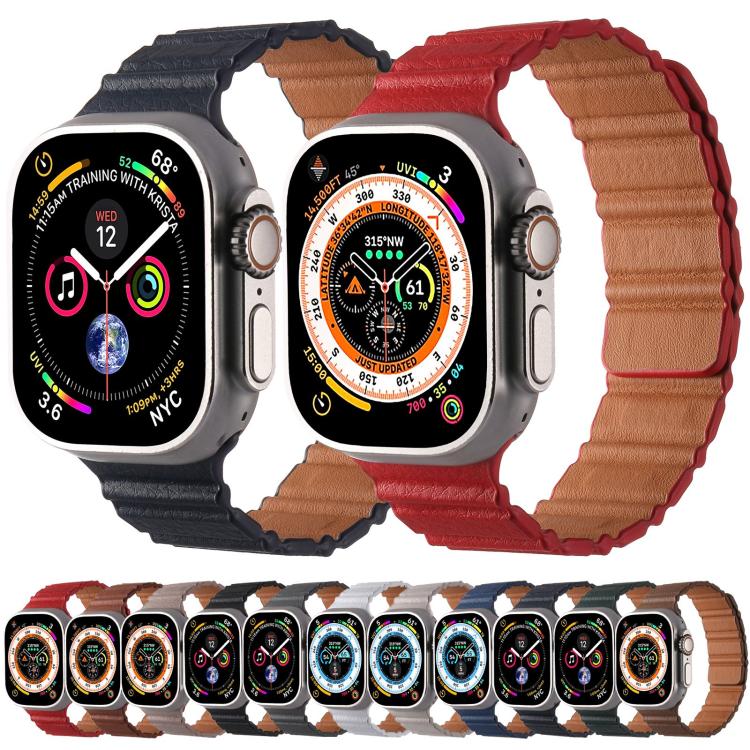 For Apple Watch 42mm / 41mm / 40mm / 38mm Magnetic PU Leather Watch Band(Brown) - Watch Bands by PMC TechLife | Online Shopping South Africa | PMC TechLife | Buy Now Pay Later Mobicred