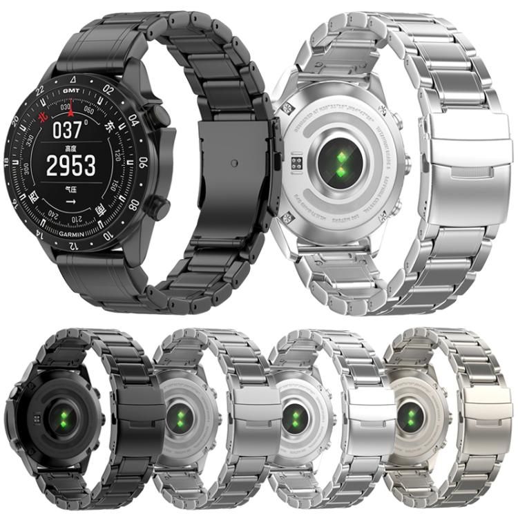 For Gamin 22mm Safety Buckle Pure Titanium Metal Watch Band(Silver) - free shipping - PMC TechLife - Order now!