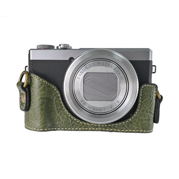For Canon G7 X Mark III / G7X3 Retro Litchi Texture Leather Full Body Camera Case Bag with Strap(Green) - free shipping - PMC TechLife - Order now!