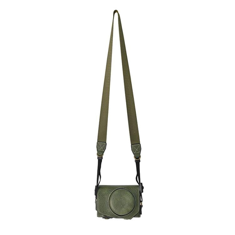 For Canon G7 X Mark III / G7X3 Retro Litchi Texture Leather Full Body Camera Case Bag with Strap(Green) - free shipping - PMC TechLife - Order now!