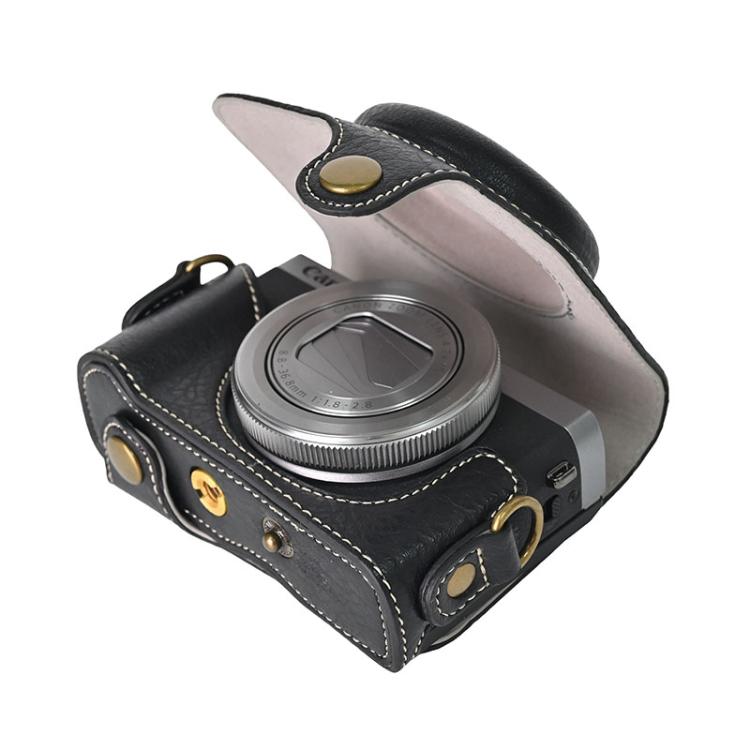 For Canon G7 X Mark III / G7X3 Retro Litchi Texture Leather Full Body Camera Case Bag with Strap(Black) - free shipping - PMC TechLife - Order now!