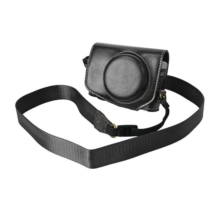 For Canon G7 X Mark III / G7X3 Retro Pull Up Leather Full Body Camera Case Bag with Strap(Black) - free shipping - PMC TechLife - Order now!