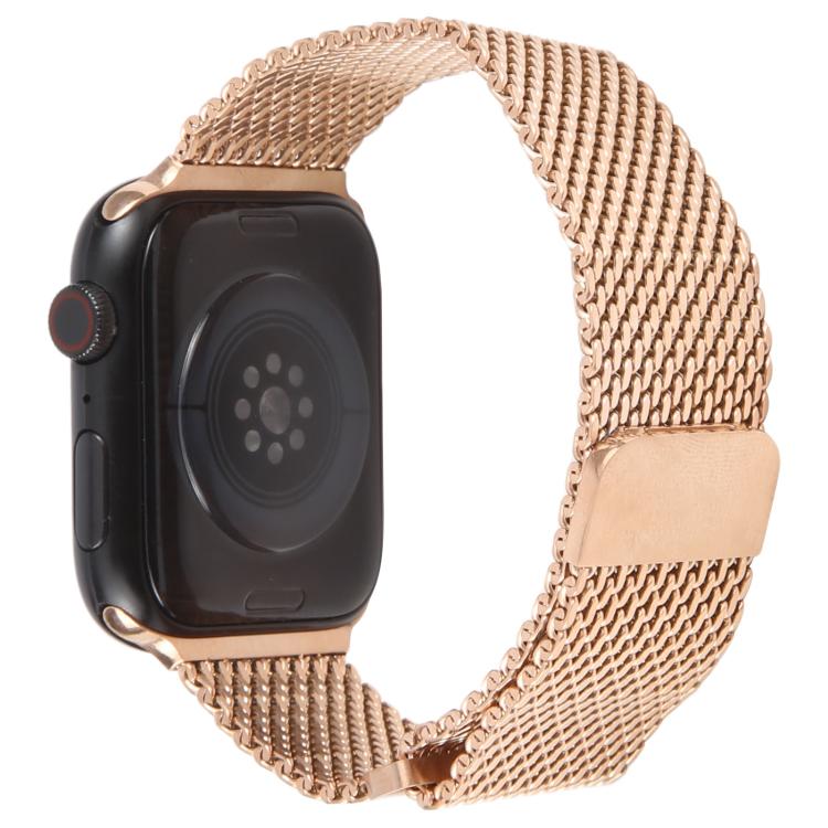 For Apple Watch 46mm / 49mm / 45mm / 44mm Double-section Magnetic Milanese Steel Watch Band(Rose Gold) - free shipping - PMC TechLife - Order now!