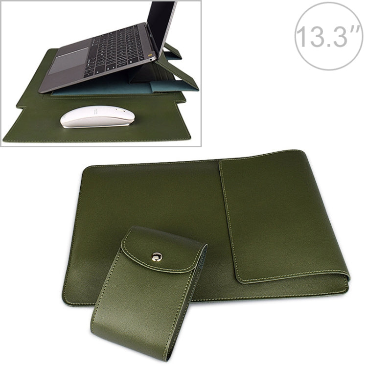 PU05 Sleeve Leather Case Carrying Bag with Small Storage Bag for 13.3 inch Laptop(Green) - 13.3 inch by PMC Jewellery | Online Shopping South Africa | PMC Jewellery | Buy Now Pay Later Mobicred