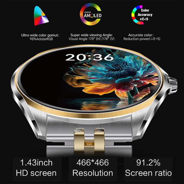 H78 1.43 inch AMOLED Screen Health & Fitness Smart Watch IP67 Waterproof Support BT Call(Silver Shell Brown Leather) - free shipping - PMc TechLife - Order now!
