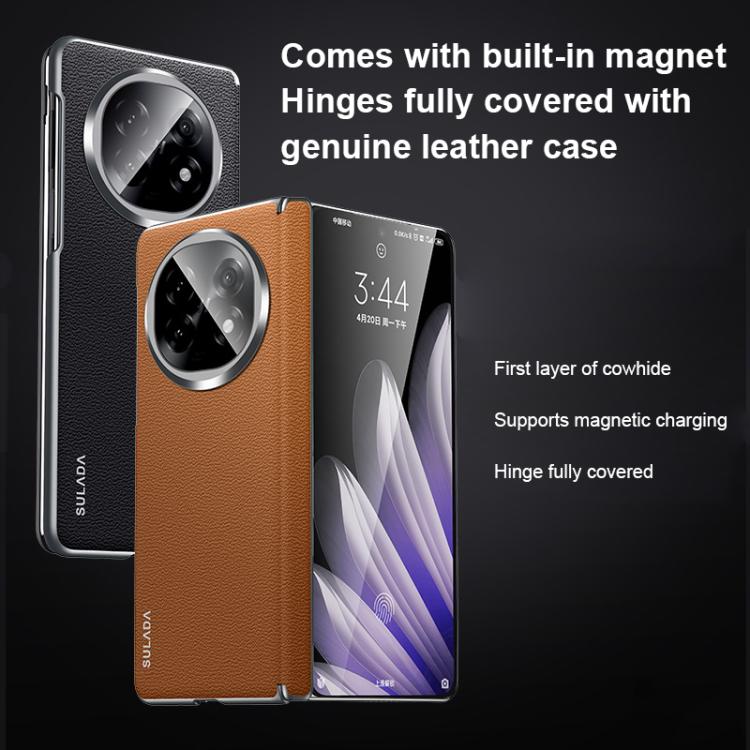 For OPPO Find N5 SULADA Frameless Top Layer Cowhide Leather Hybrid PC Phone Case(Purple) - free shipping - PMC TechLife - Order now!