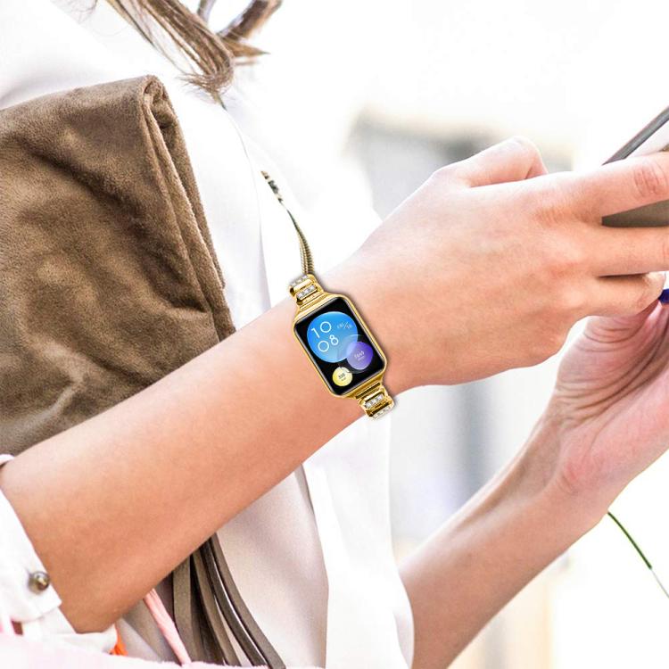 For Xiaomi Mi Band 8 Pro / Redmi Watch 4 Small Square Diamonds Butterfly Buckle Metal Watch Band(Gold) - free shipping - PMC TechLife - Order now!