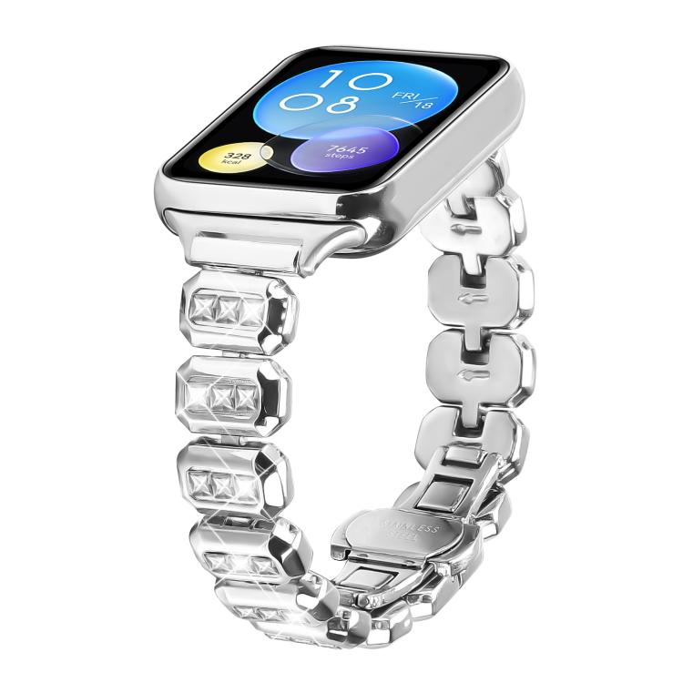 For Xiaomi Mi Band 8 Pro / Redmi Watch 4 Small Square Diamonds Butterfly Buckle Metal Watch Band(Silver) - free shipping - PMC TechLife - Order now!