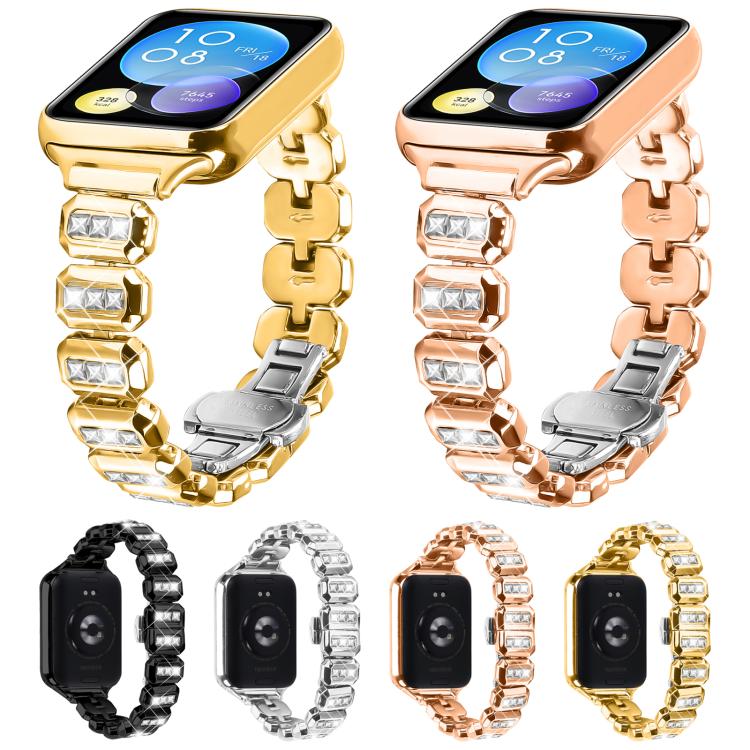 For Xiaomi Mi Band 8 Pro / Redmi Watch 4 Small Square Diamonds Butterfly Buckle Metal Watch Band(Silver) - free shipping - PMC TechLife - Order now!