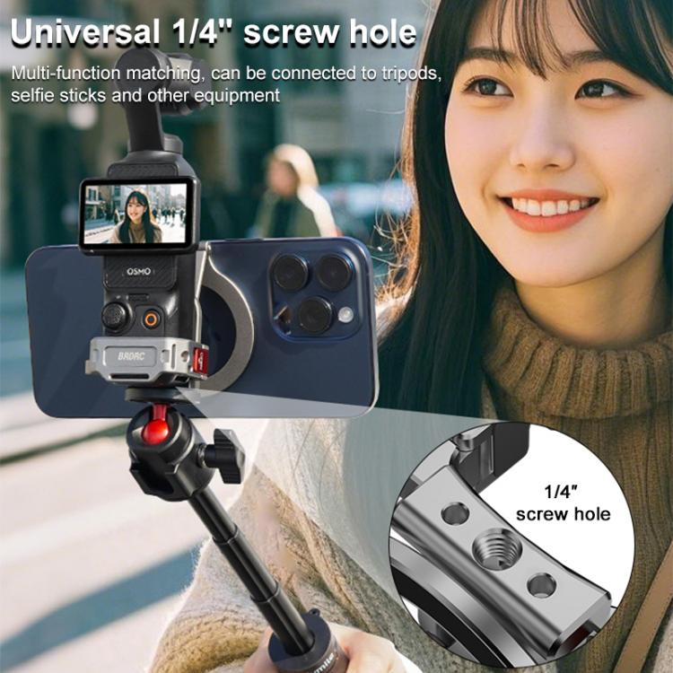 For DJI Osmo Pocket 3 BRDRC Smartphone Teleprompter Stand Desktop Clamp Cold Shoe Extension Mount(Dark Grey) - free shipping - PMC TechLife - Order now!