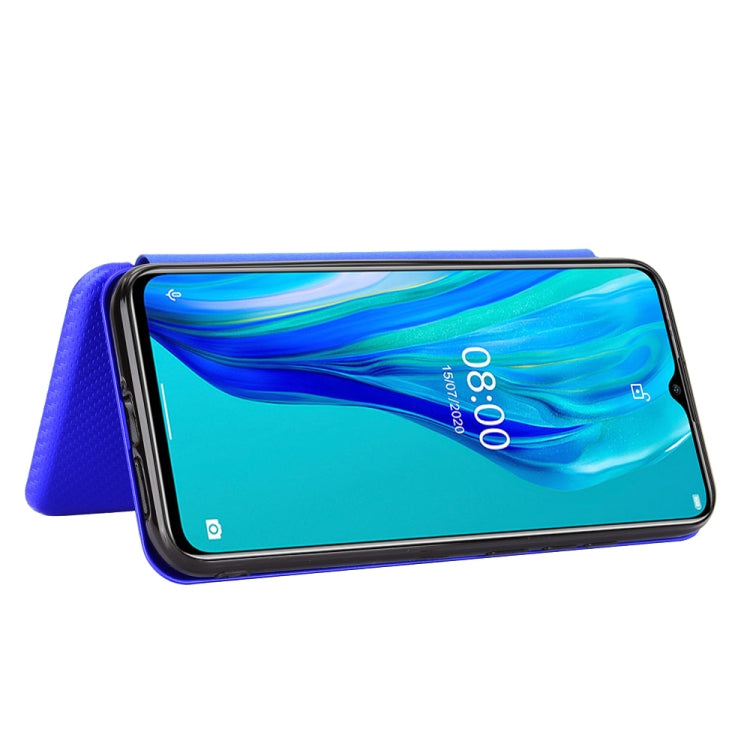 For Ulefone Note 9P Carbon Fiber Texture Horizontal Flip TPU + PC + PU Leather Case with Card Slot & Lanyard(Blue) - Ulefone Cases by PMC Jewellery | Online Shopping South Africa | PMC Jewellery | Buy Now Pay Later Mobicred