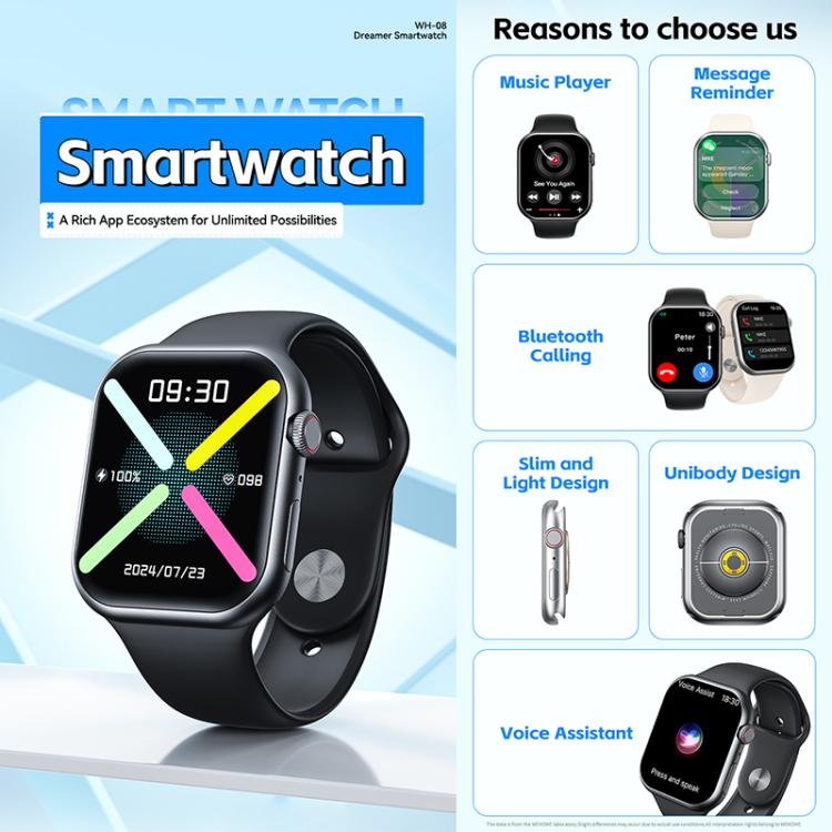 WK WH-08 Dreamer S Smart Watch, 2.01 inch Screen, Support BT Call(Black) - free shipping - PMc TechLife - Order now!