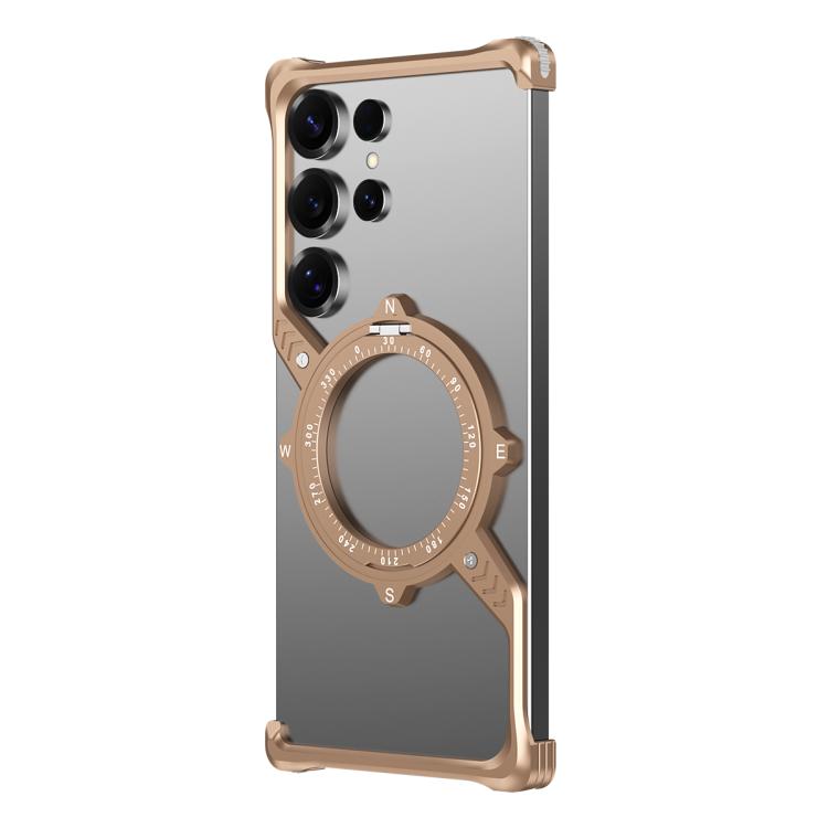 For Samsung Galaxy S25 Ultra 5G S Shaped 360 Holder Airbag Frameless MagSafe Metal Phone Case(Desert Gold) - free shipping - PMC TechLife - Order now!