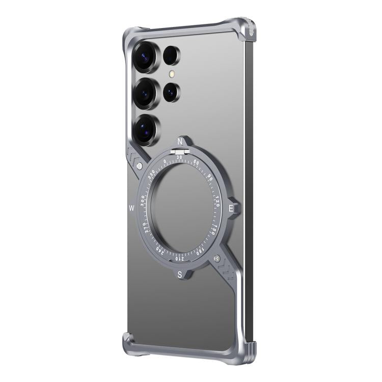 For Samsung Galaxy S22 Ultra 5G S Shaped 360 Holder Airbag Frameless MagSafe Metal Phone Case(Space Gray) - free shipping - PMC TechLife - Order now!