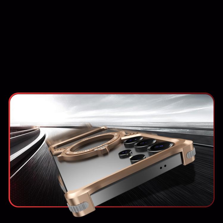 For Samsung Galaxy S24 Ultra 5G S Shaped 360 Holder Airbag Frameless MagSafe Metal Phone Case(Black) - free shipping - PMC TechLife - Order now!
